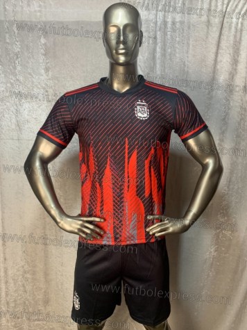 Uniforme Soccer Argentina Visita 2022 Rojo/Negro