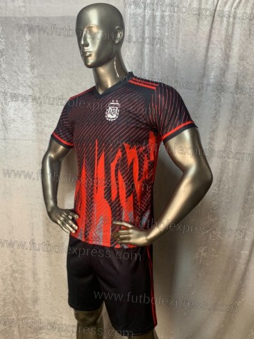 Uniforme Soccer Argentina Visita 2022 Rojo/Negro