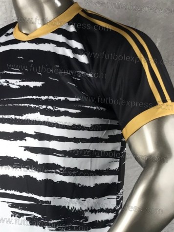 Uniforme Soccer Generico Negro Blanco y Dorado