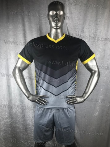Uniforme Soccer Generico Negro Gris y Amarillo