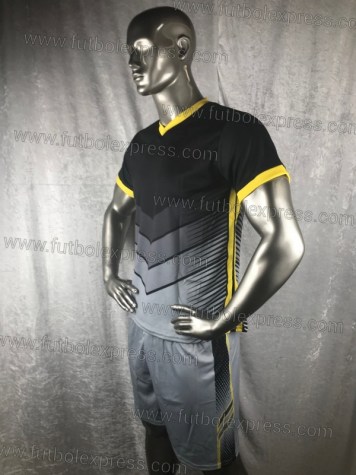 Uniforme Soccer Generico Negro Gris y Amarillo