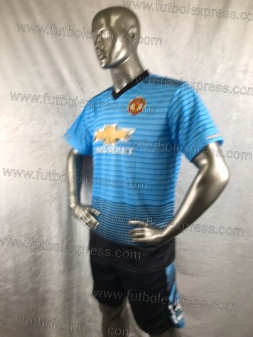 Uniforme Soccer Manchester United Local 2018-19 Azul Celeste
