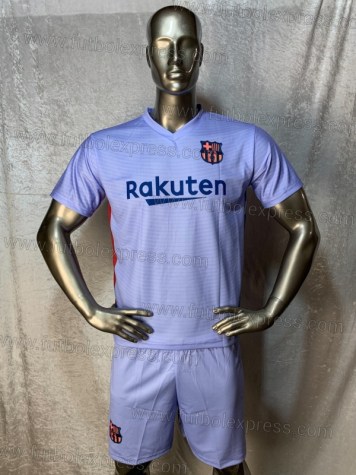 Uniforme Soccer Barcelona Visita 2021-22: Uniforme de futbol soccer replica modelo Barcelona Visita 2021-22, incluye playera purpura, short purpura, y numeros en la espalda.