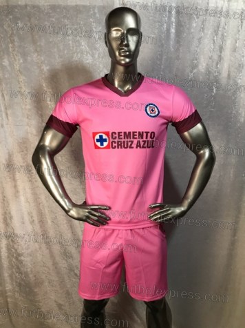 Uniforme Soccer Cruz Azul Tercero 2020-21 Rosa: Uniforme de futbol soccer replica modelo Cruz Azul Tercero 2020-21, incluye playera rosa, short rosa, y numeros en la espalda.