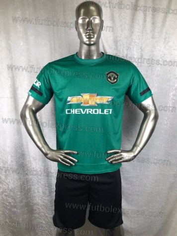 Uniforme Soccer Manchester United Local 2019-20 Verde: Uniforme de futbol soccer replica modelo Manchester United Local 2019-20, incluye playera verde, short negro, y numeros en la espalda.